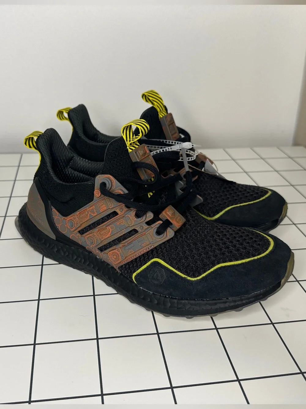 Adidas Boost Fortnite Collab Men's Black Sneakers with Neon Yellow Accents 8M